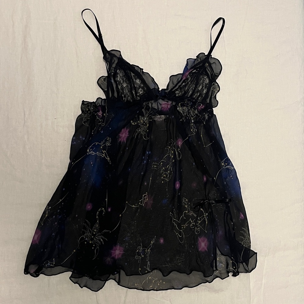 Victoria's Secret Black and Purple Starry Night Babydoll